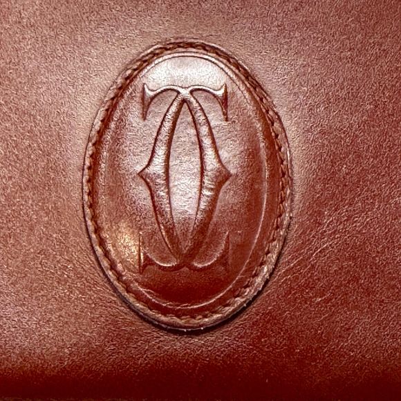 CARTIER Burgundy Bordeaux Leather Clutch Purse Bag - Authentic - Picture 4 of 16